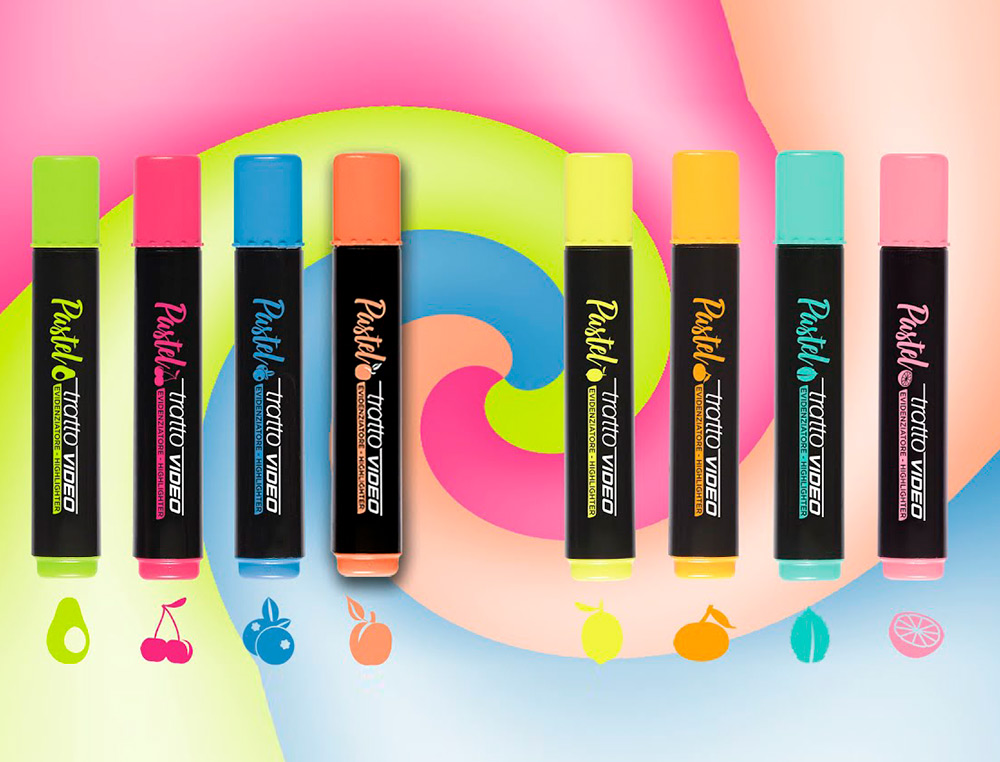 ROTULADOR TRATTO VIDEO PASTEL FLUORESCENTE EXPOSITOR DE 48 UNIDADES COLORES SURTIDOS