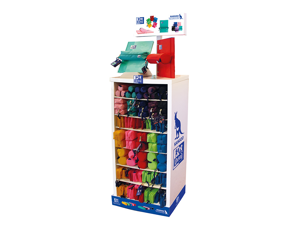 BOLSO ESCOLAR PORTATODO OXFORD EXPOSITOR DE 105 UNIDADES COLORES SURTIDOS 1200X120X565 MM