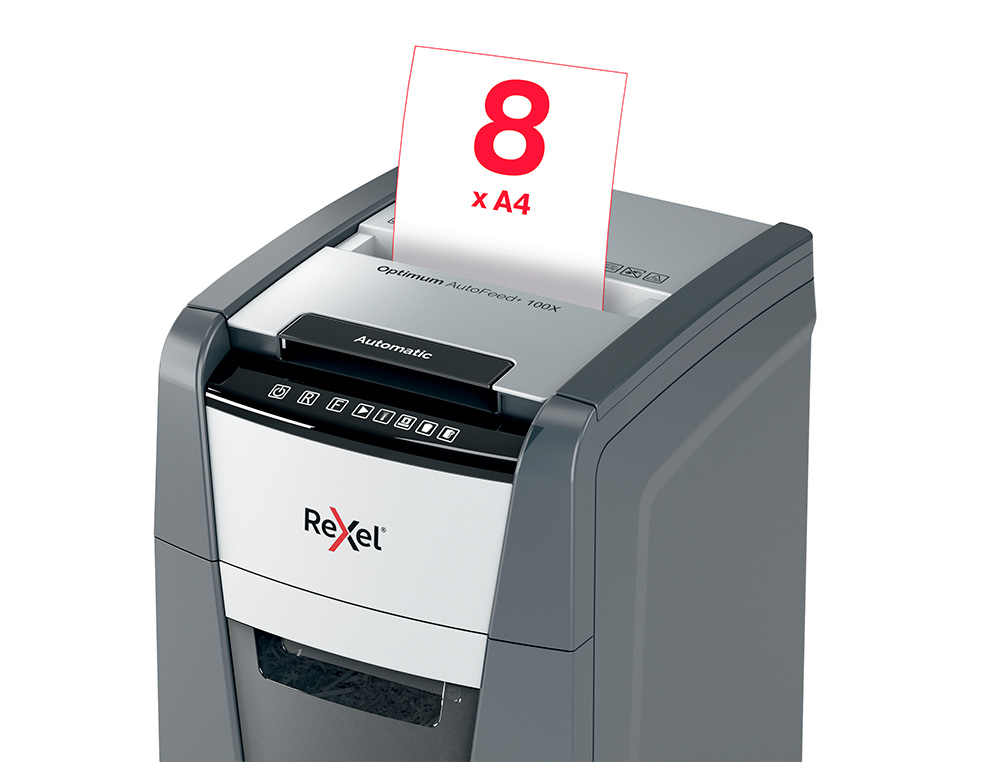 DESTRUCTORA DE DOCUMENTOS REXEL OPTIMUM AUTO+ 100X EU CAPACIDAD 100 HOJAS PARTICULAS DESTRUYE GRAPAS