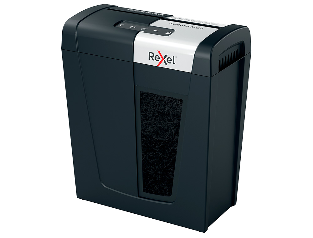 DESTRUCTORA DE DOCUMENTOS REXEL SECURE MC4 CAPACIDAD 4 HOJAS MICRO CORTE DESTRUYE GRAPAS Y CLIPS