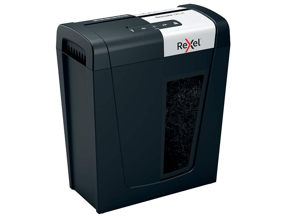 DESTRUCTORA DE DOCUMENTOS REXEL SECURE MC4 CAPACIDAD 4 HOJAS MICRO CORTE DESTRUYE GRAPAS Y CLIPS