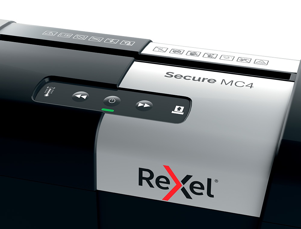 DESTRUCTORA DE DOCUMENTOS REXEL SECURE MC4 CAPACIDAD 4 HOJAS MICRO CORTE DESTRUYE GRAPAS Y CLIPS