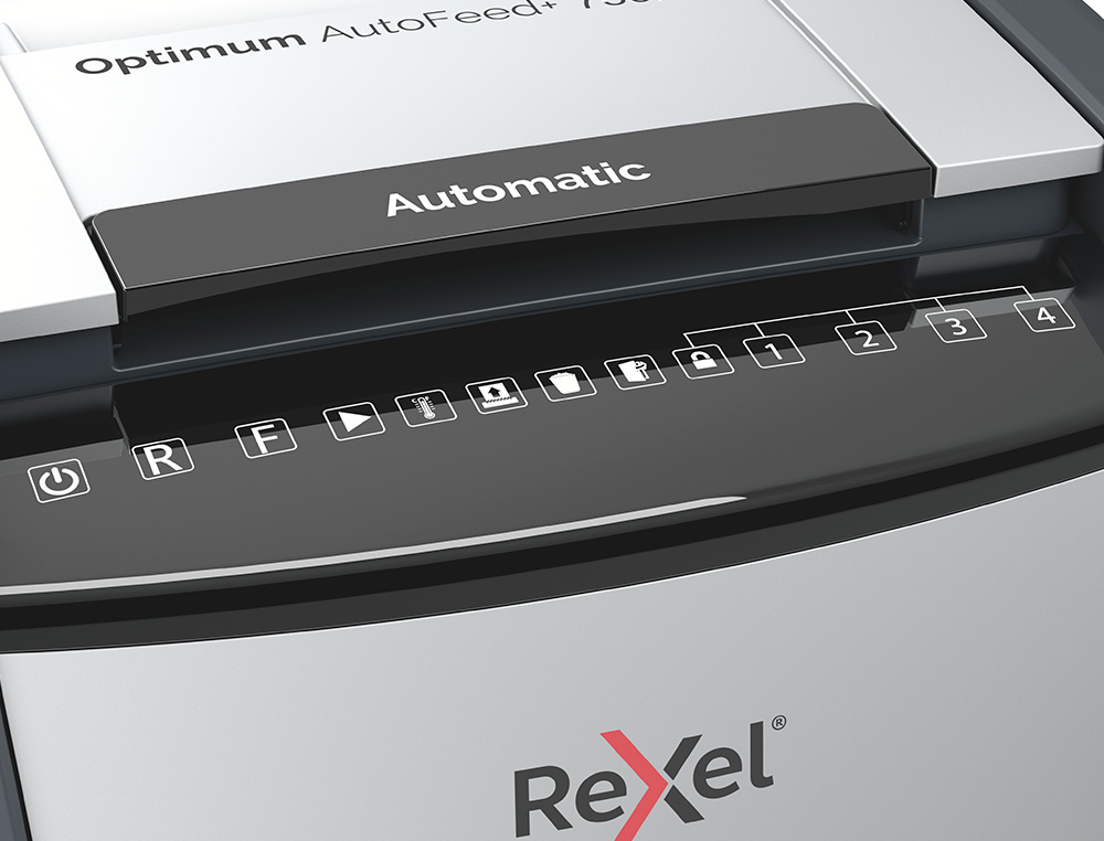 DESTRUCTORA DE DOCUMENTOS REXEL OPTIMUM AUTO+ 750X EU CAPACIDAD 750 HOJAS PARTICULAS DESTRUYE GRAPAS