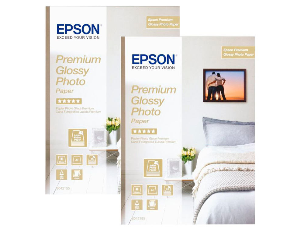 PAPEL FOTOGRAFICO EPSON PREMIUN GLOSSY PHOTO SATINADO DIN A4 PROMO 2 X 15 HOJAS 225 GR