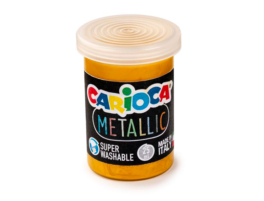 TEMPERA ESCOLAR CARIOCA METALLIC BOTE 25 ML CAJA DE 6 COLORES SURTIDOS
