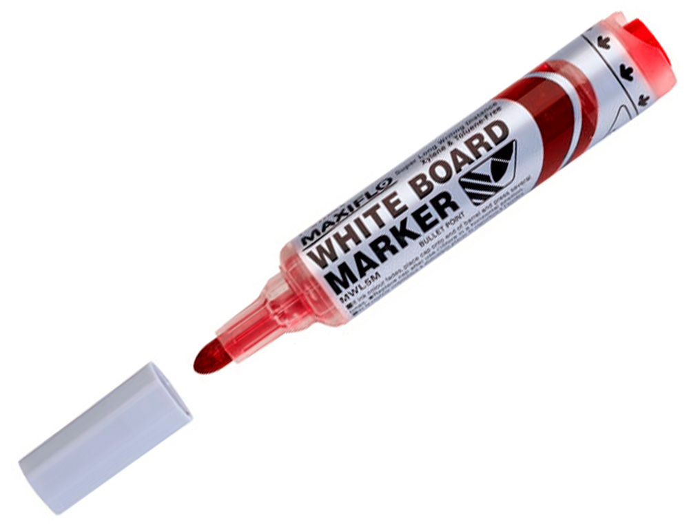 ROTULADOR PENTEL MAXIFLO PARA PIZARRA BLANCA PUNTA REDONDA 2,5-6 MM COLOR ROJO
