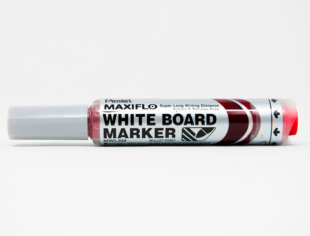ROTULADOR PENTEL MAXIFLO PARA PIZARRA BLANCA PUNTA REDONDA 2,5-6 MM COLOR ROJO
