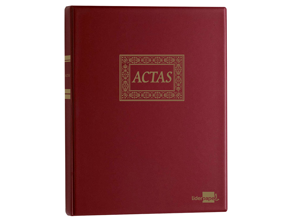 LIBRO LIDERPAPEL DIN A4 ACTAS 15 ANILLAS CON 100 HOJAS MOVIBLES TALADRADAS Y NUMERADAS COLOR BURDEOS