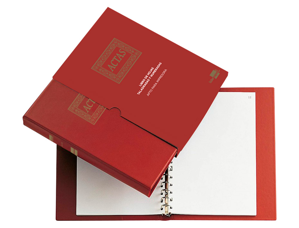 LIBRO LIDERPAPEL DIN A4 ACTAS 15 ANILLAS CON 100 HOJAS MOVIBLES TALADRADAS Y NUMERADAS COLOR BURDEOS