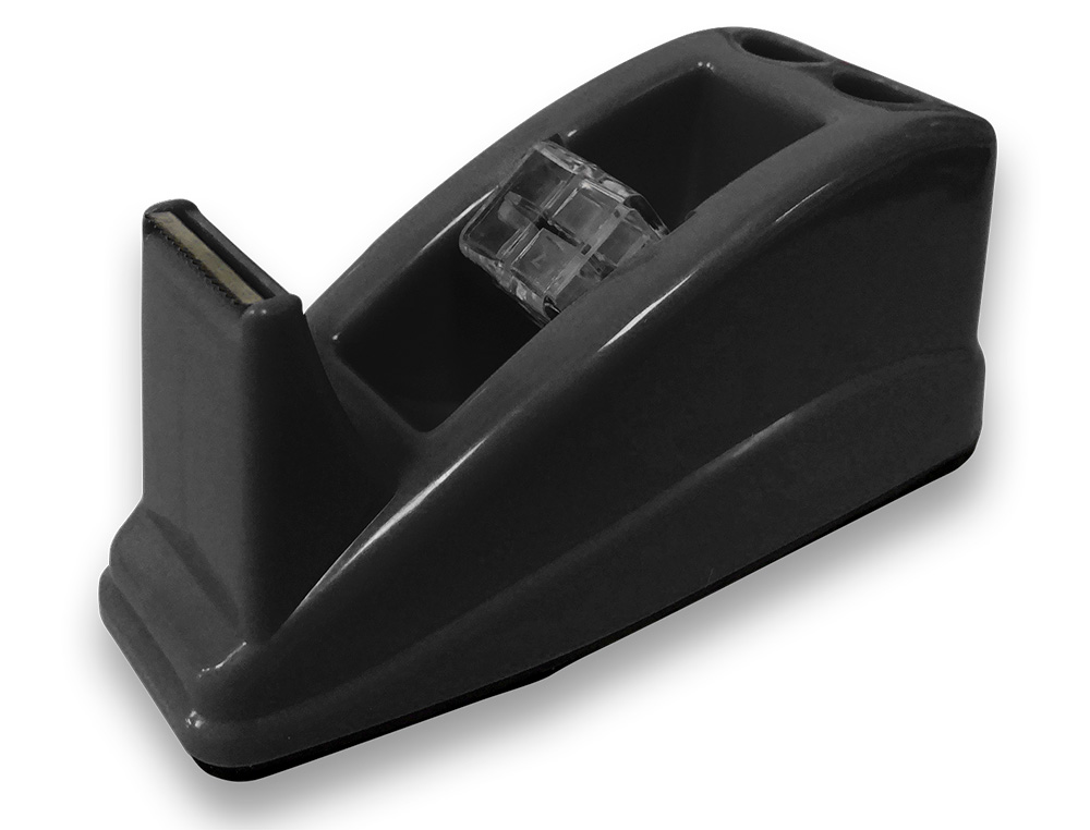 PORTARROLLO SOBREMESA Q-CONNECT PLASTICO PARA CINTA DE 33 MT COLOR NEGRO 135X58X60 MM