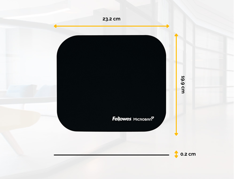 ALFOMBRILLA PARA RATON FELLOWES CON PROTECCION MICROBAN COLOR NEGRO 226X192X3 MM