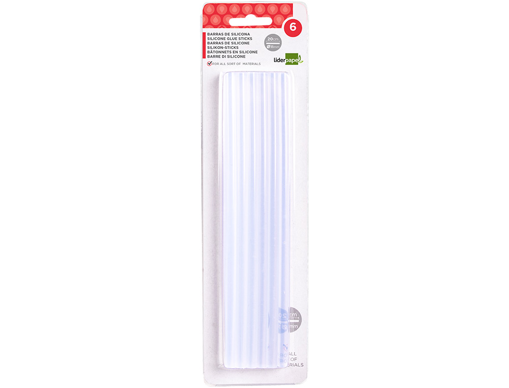 BARRA TERMOFUSIBLE LIDERPAPEL DE 11 MM DE DIAMETRO X 200 MM DE LARGO BLISTER DE 6 UNIDADES