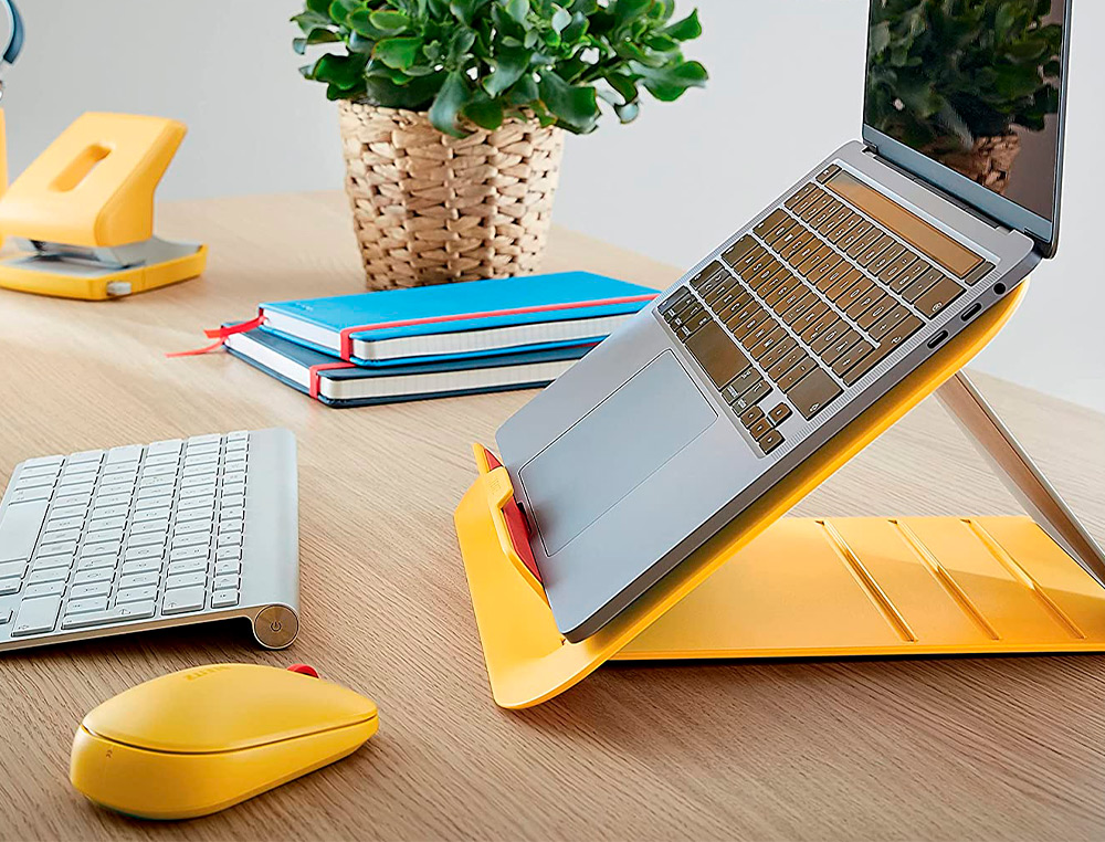 SOPORTE PARA PORTATIL LEITZ ERGO COSY AJUSTABLE 4 ALTURAS COLOR AMARILLO 310X50X247 MM