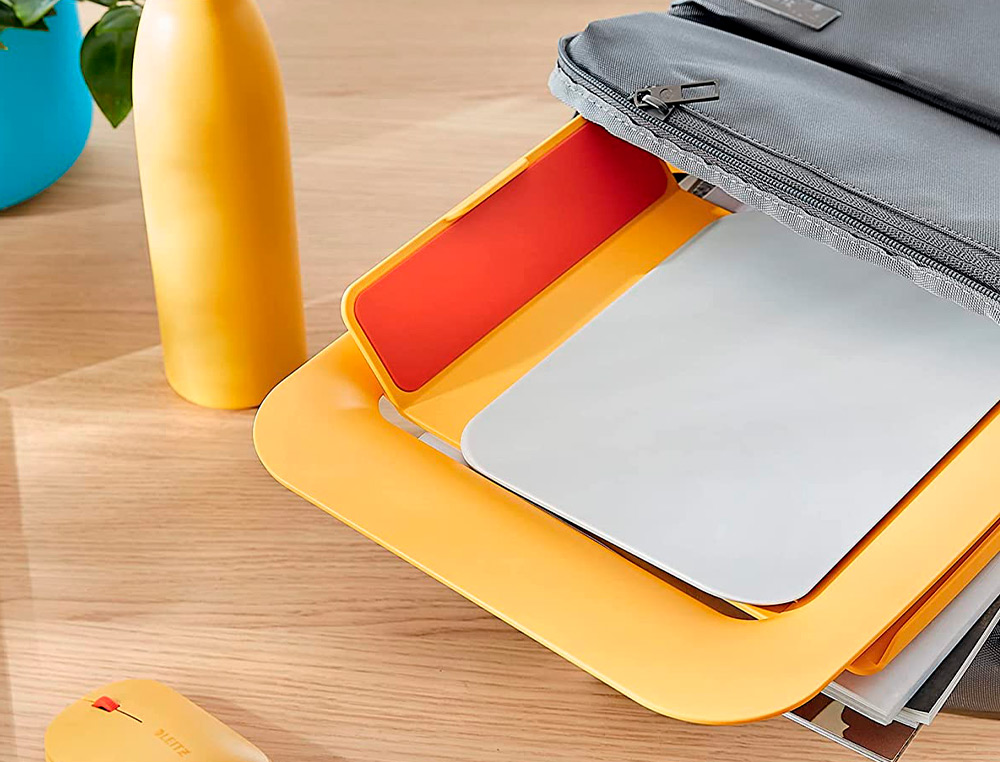 SOPORTE PARA PORTATIL LEITZ ERGO COSY AJUSTABLE 4 ALTURAS COLOR AMARILLO 310X50X247 MM
