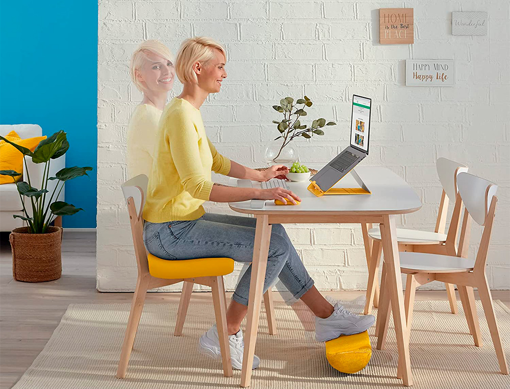 REPOSAPIES DE ESCRITORIO LEITZ ACTIVE ERGO COSY COLOR AMARILLO 260X140X405 MM