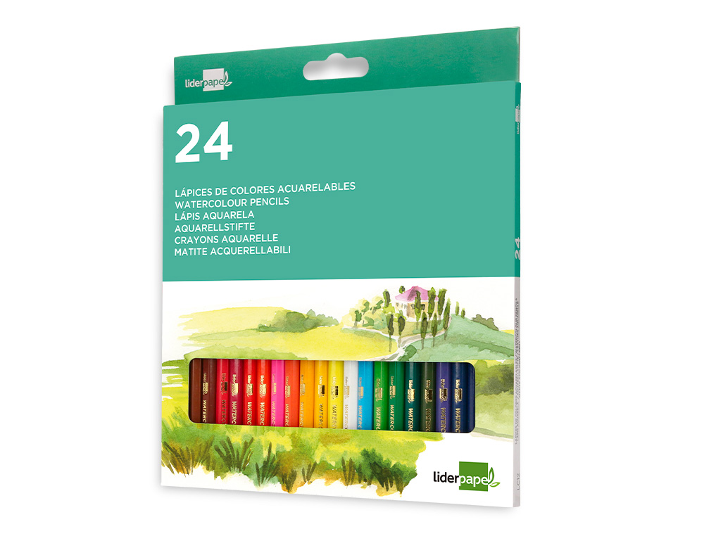 LAPICES DE COLORES ACUARELABLES LIDERPAPEL CAJA DE 24 UNIDADES COLORES SURTIDOS