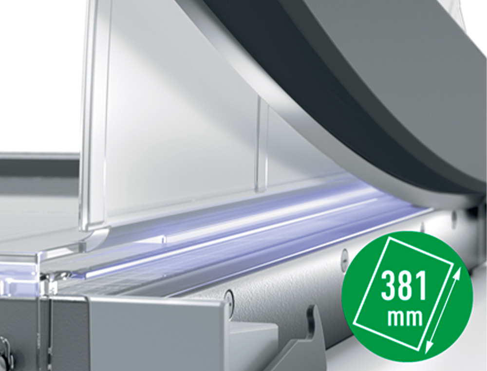 CIZALLA DE PALANCA LEITZ PRECISION OFFICE PRO A4+ BASE CRISTAL LONGITUD CORTE 381 MM CAPACIDAD DE CORTE 25 HOJAS