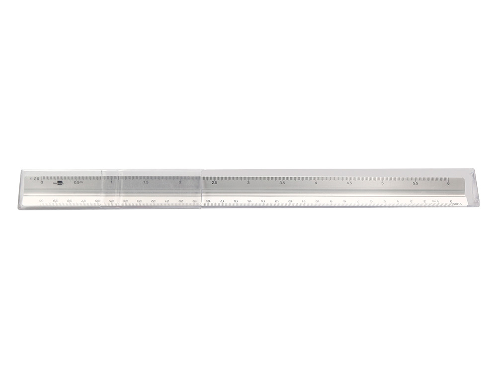 ESCALA LIDERPAPEL ALUMINIO FORMA TRIANGULAR CON FUNDA PROTECTORA LONGITUD 30 CM 1:20 1:25/1:50/1:75/1:100/1:150