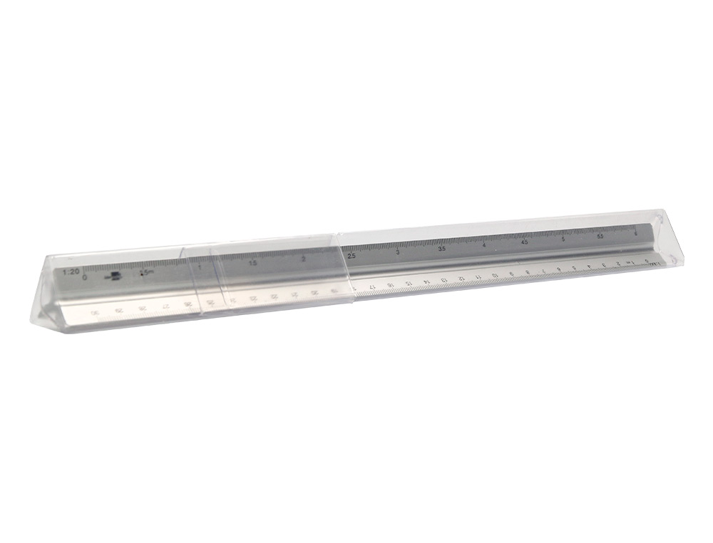 ESCALA LIDERPAPEL ALUMINIO FORMA TRIANGULAR CON FUNDA PROTECTORA LONGITUD 30 CM 1:20 1:25/1:50/1:75/1:100/1:150