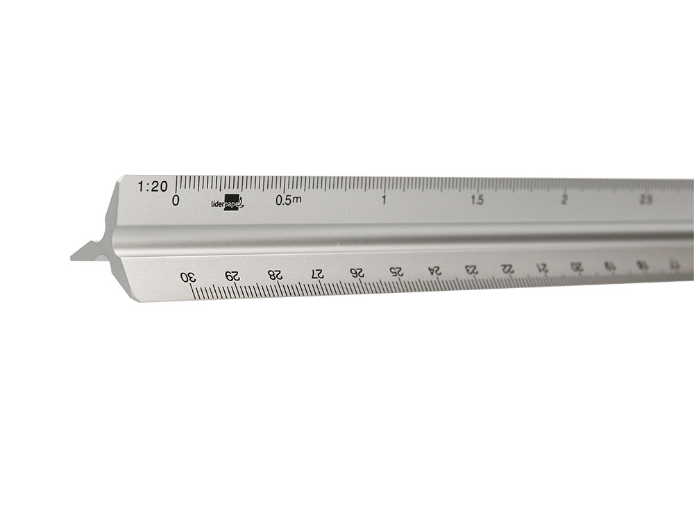 ESCALA LIDERPAPEL ALUMINIO FORMA TRIANGULAR CON FUNDA PROTECTORA LONGITUD 30 CM 1:20 1:25/1:50/1:75/1:100/1:150