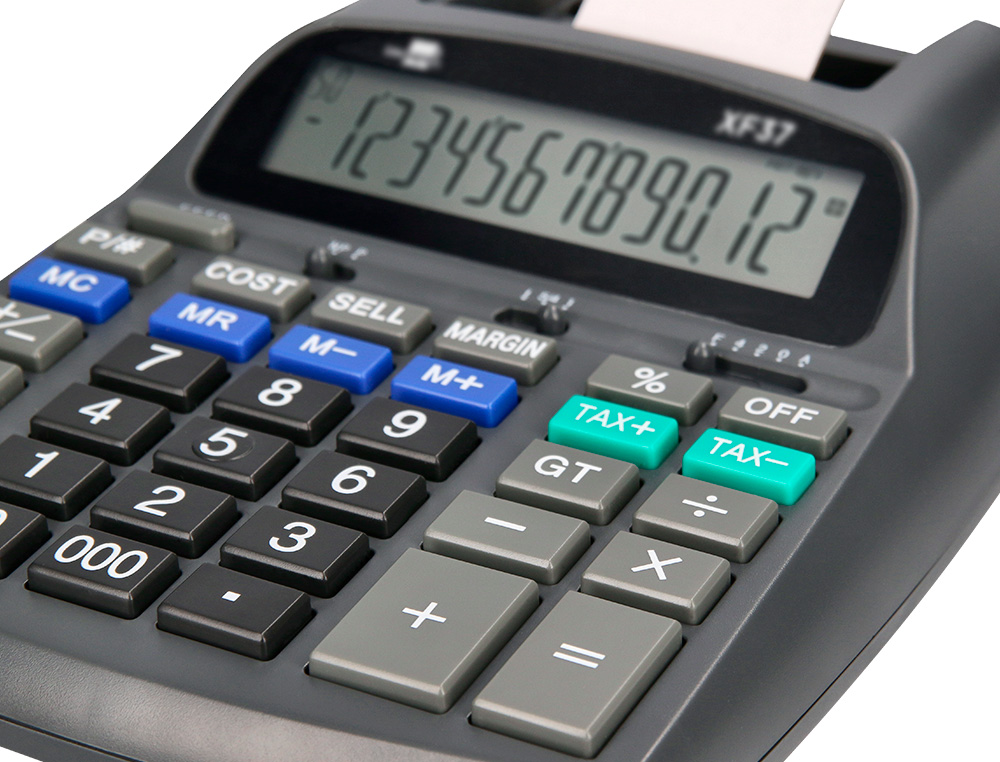 CALCULADORA LIDERPAPEL IMPRESORA PANTALLA PAPEL 57 MM 12 DIGITOS IMPRESION BICOLOR NEGRA 225X158X56 MM