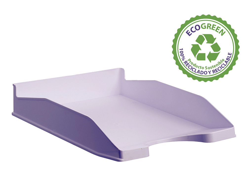 BANDEJA SOBREMESA ARCHIVO 2000 ECOGREEN PLASTICO 100% RECICLADO APILABLE FORMATOS DIN A4 Y FOLIO COLOR MALVA