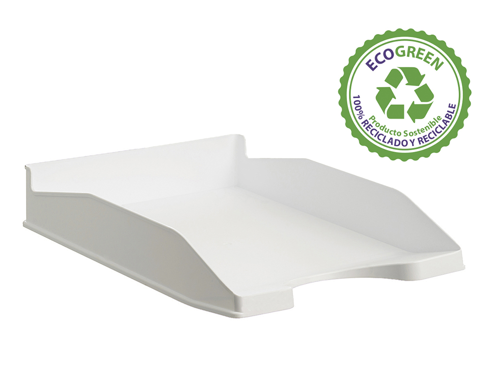 BANDEJA SOBREMESA ARCHIVO 2000 ECOGREEN PLASTICO 100% RECICLADO APILABLE FORMATOS DIN A4 Y FOLIO COLOR BLANCO