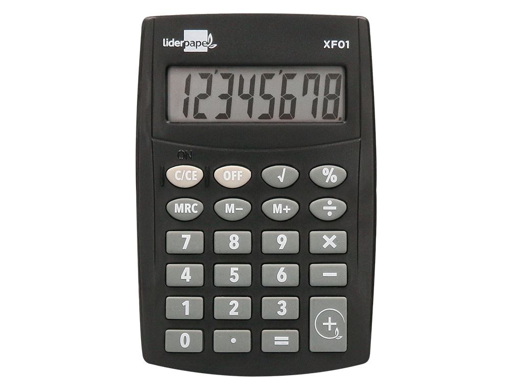 CALCULADORA LIDERPAPEL BOLSILLO XF01 8 DIGITOS PILAS COLOR NEGRO 99X64X9 MM