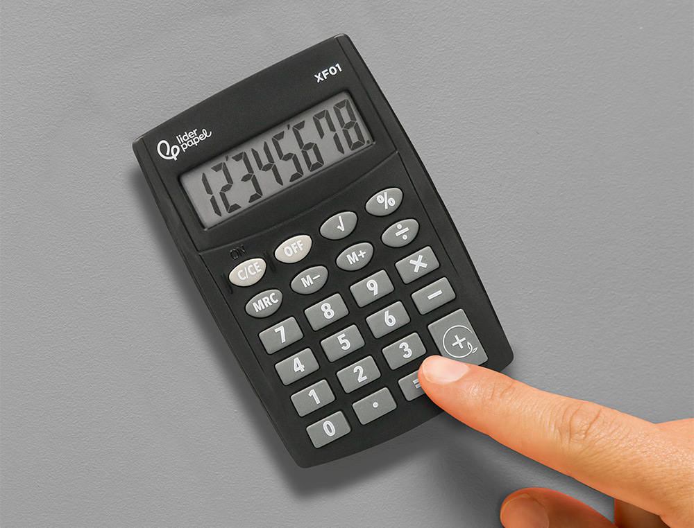 CALCULADORA LIDERPAPEL BOLSILLO XF01 8 DIGITOS PILAS COLOR NEGRO 99X64X9 MM