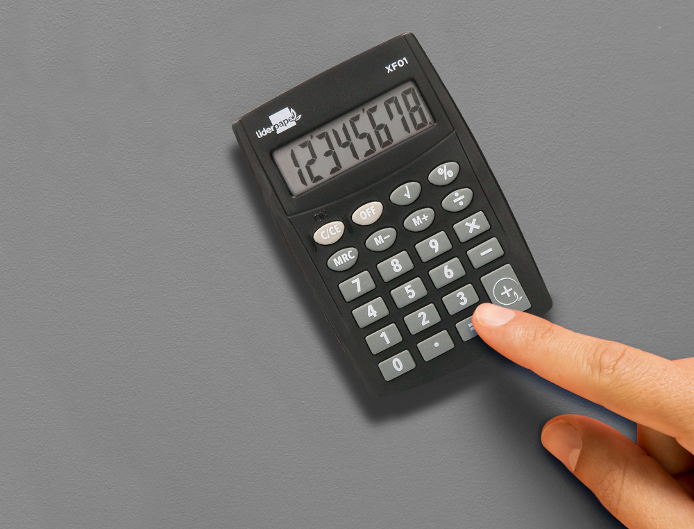 CALCULADORA LIDERPAPEL BOLSILLO XF01 8 DIGITOS PILAS COLOR NEGRO 99X64X9 MM