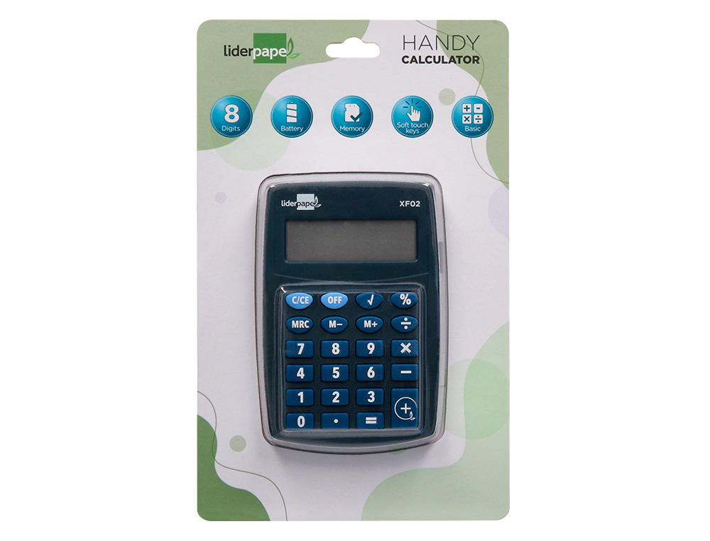 CALCULADORA LIDERPAPEL BOLSILLO XF02 8 DIGITOS PILAS COLOR AZUL 99X64X9 MM