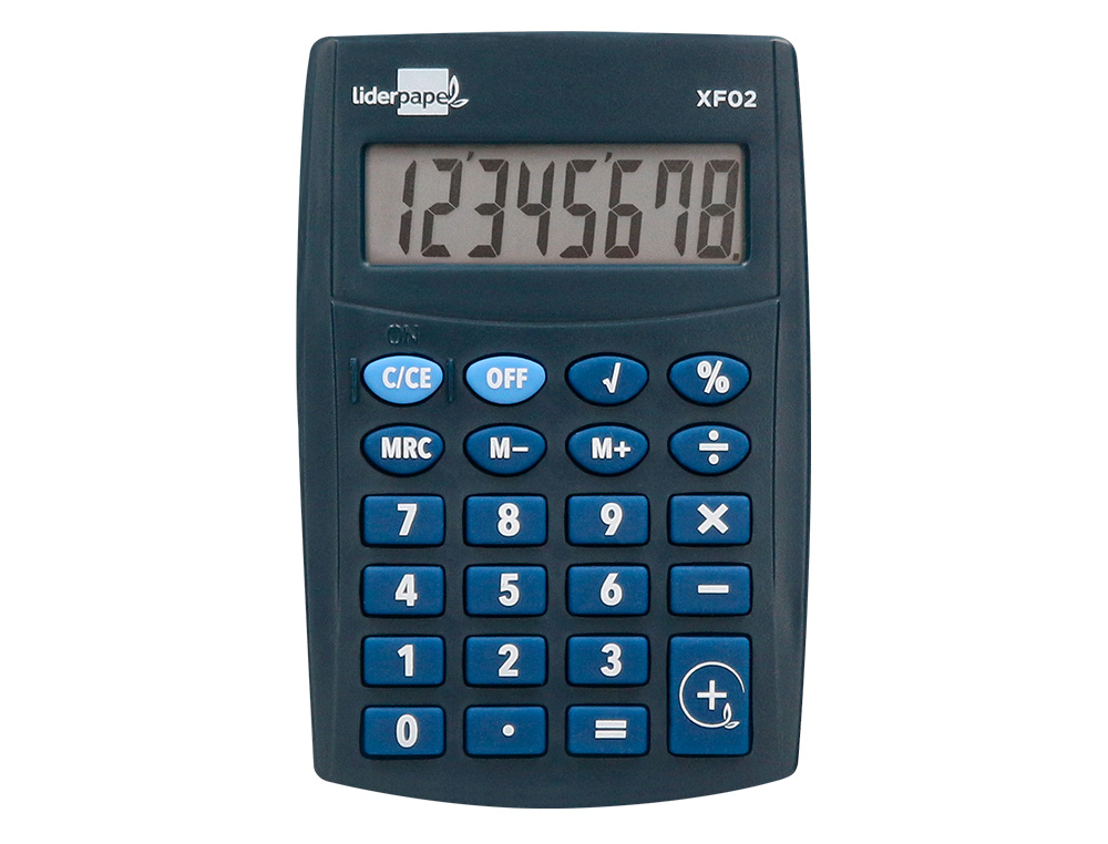 CALCULADORA LIDERPAPEL BOLSILLO XF02 8 DIGITOS PILAS COLOR AZUL 99X64X9 MM