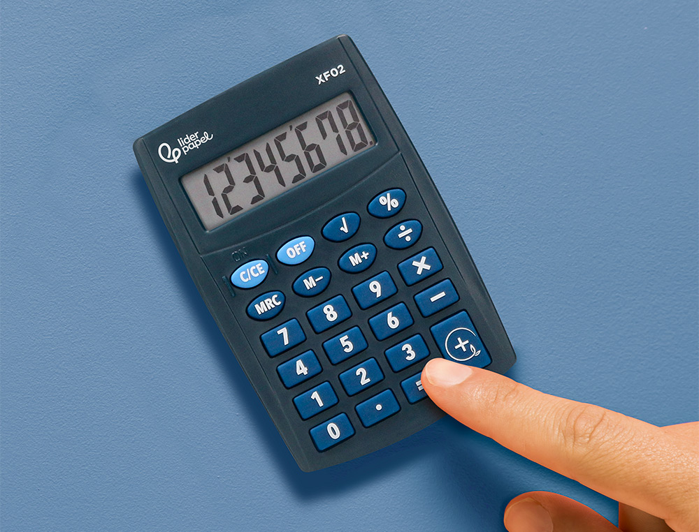 CALCULADORA LIDERPAPEL BOLSILLO XF02 8 DIGITOS PILAS COLOR AZUL 99X64X9 MM