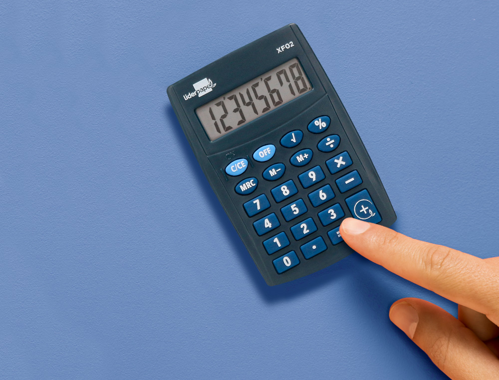 CALCULADORA LIDERPAPEL BOLSILLO XF02 8 DIGITOS PILAS COLOR AZUL 99X64X9 MM