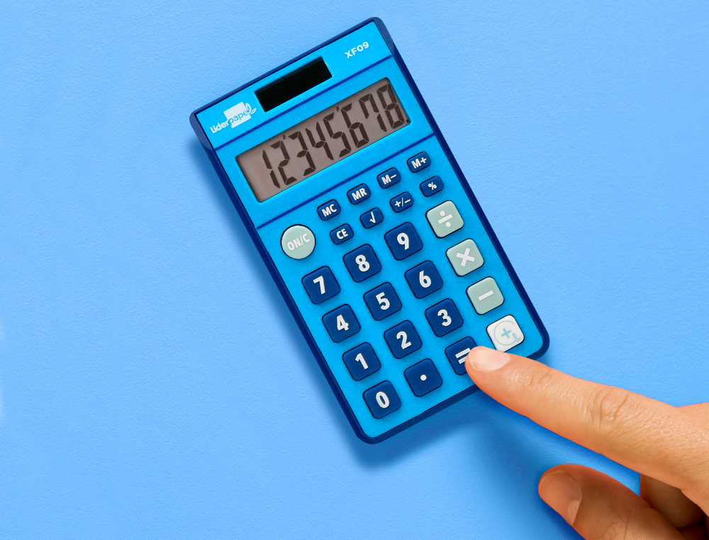CALCULADORA LIDERPAPEL BOLSILLO XF09 8 DIGITOS SOLAR Y PILAS COLOR AZUL 115X65X8 MM
