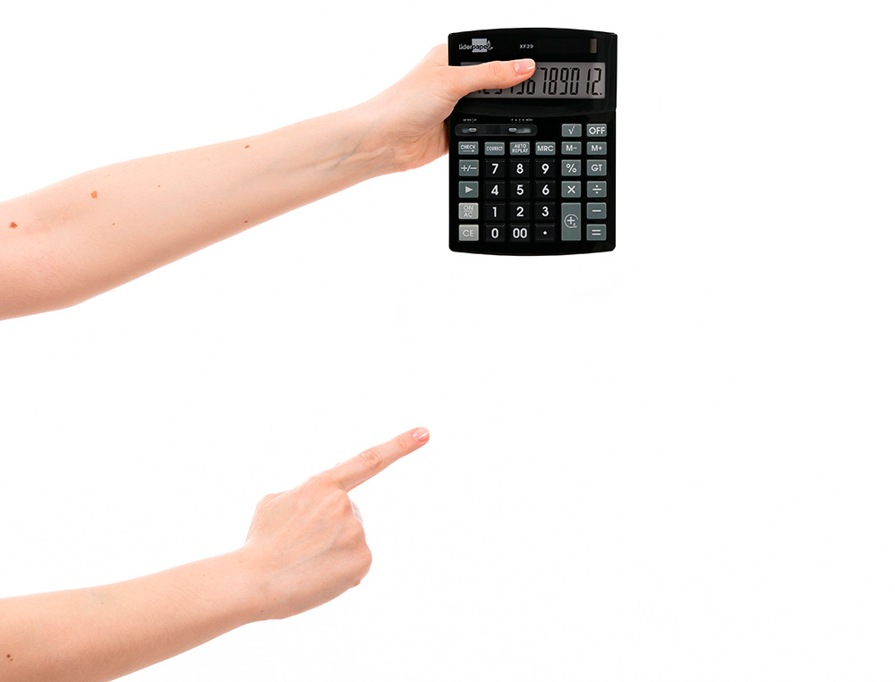CALCULADORA LIDERPAPEL SOBREMESA XF29 12 DIGITOS SOLAR Y PILAS COLOR NEGRO 190X140X30 MM