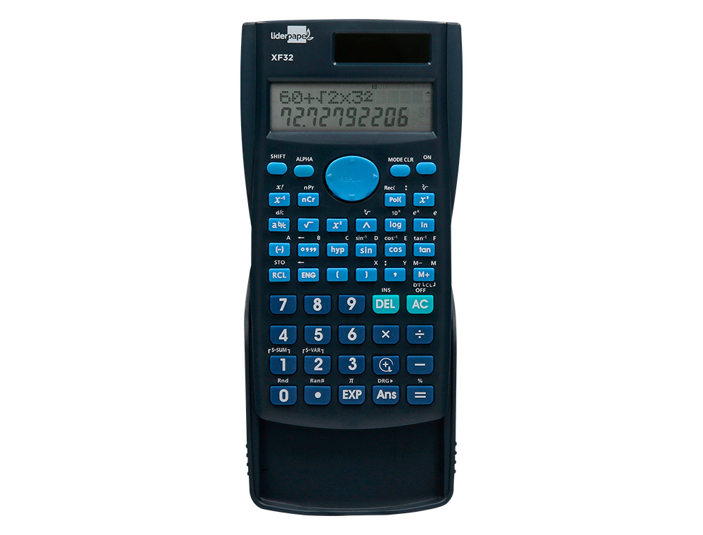 CALCULADORA LIDERPAPEL CIENTIFICA XF32 12 DIGITOS 240 FUNCIONES CON TAPA SOLAR Y PILAS COLOR AZUL 156X85X20