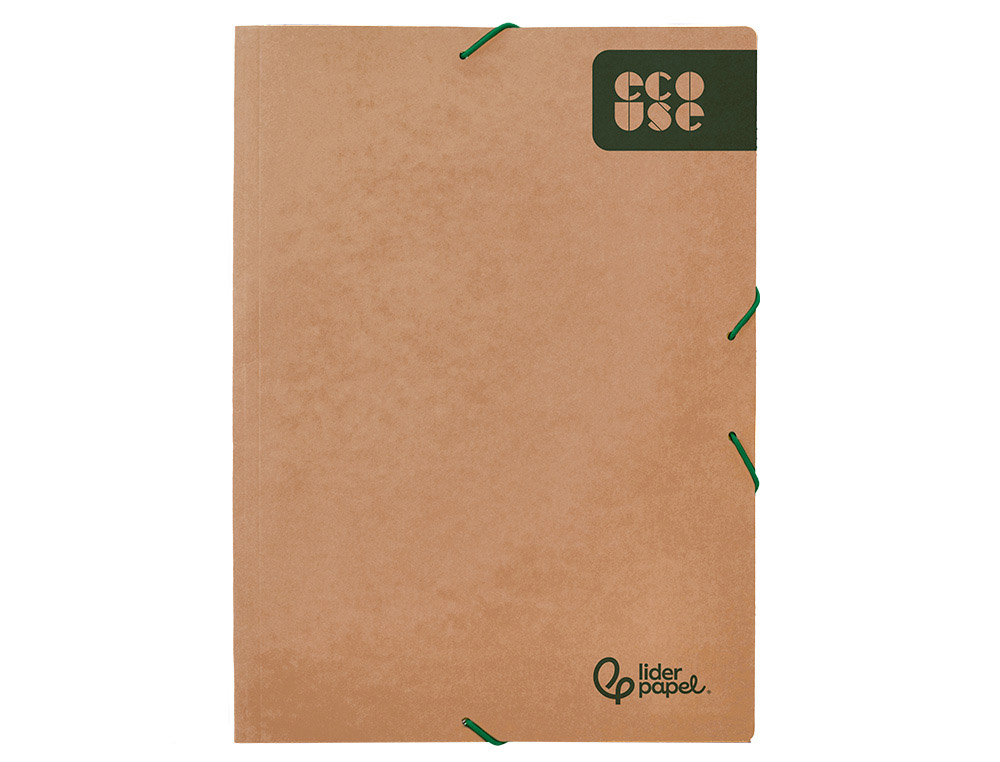CARPETA LIDERPAPEL GOMAS DIN A4+ 3 SOLAPAS ECOUSE CARTULINA 400 G/M2 COLOR KRAFT MARRON