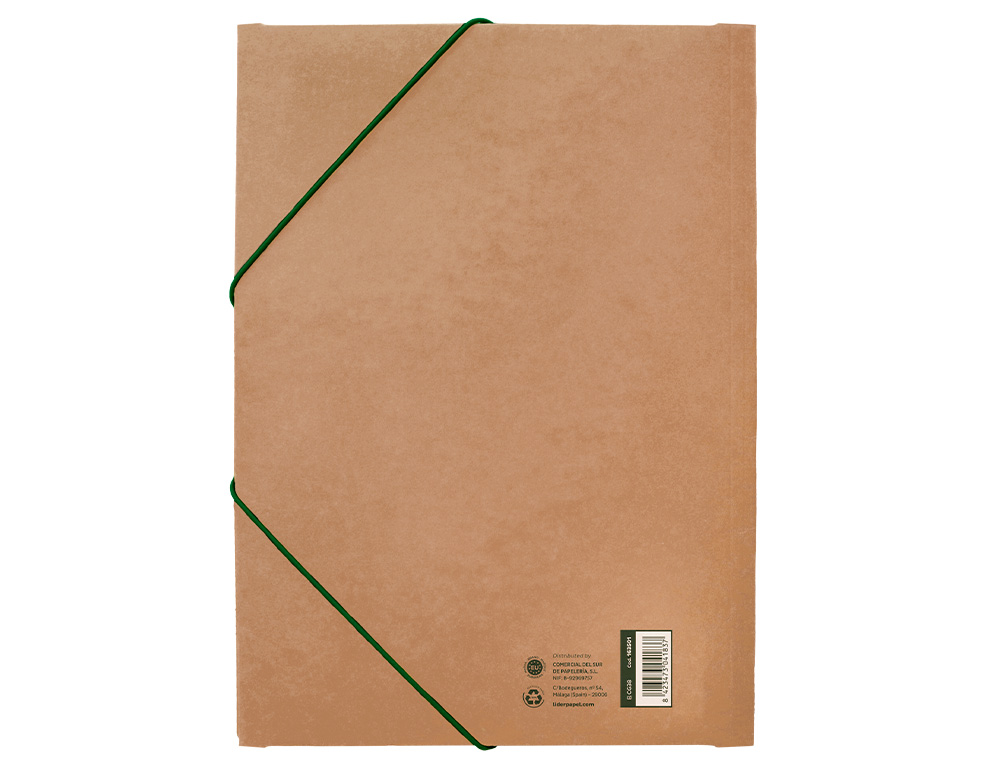CARPETA LIDERPAPEL GOMAS DIN A4+ 3 SOLAPAS ECOUSE CARTULINA 400 G/M2 COLOR KRAFT MARRON
