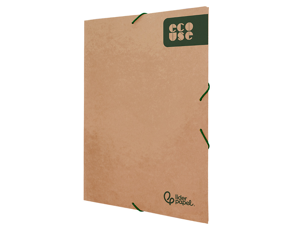 CARPETA LIDERPAPEL GOMAS DIN A4+ 3 SOLAPAS ECOUSE CARTULINA 400 G/M2 COLOR KRAFT MARRON