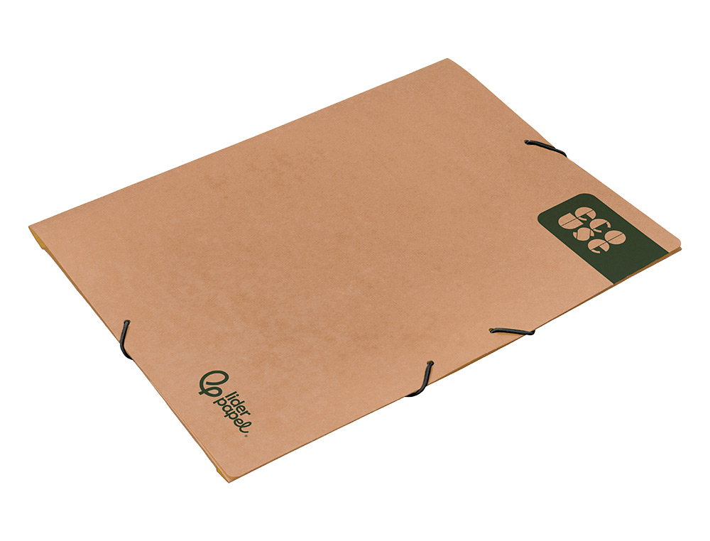 CARPETA LIDERPAPEL GOMAS DIN A4+ 3 SOLAPAS ECOUSE CARTULINA 400 G/M2 COLOR KRAFT MARRON