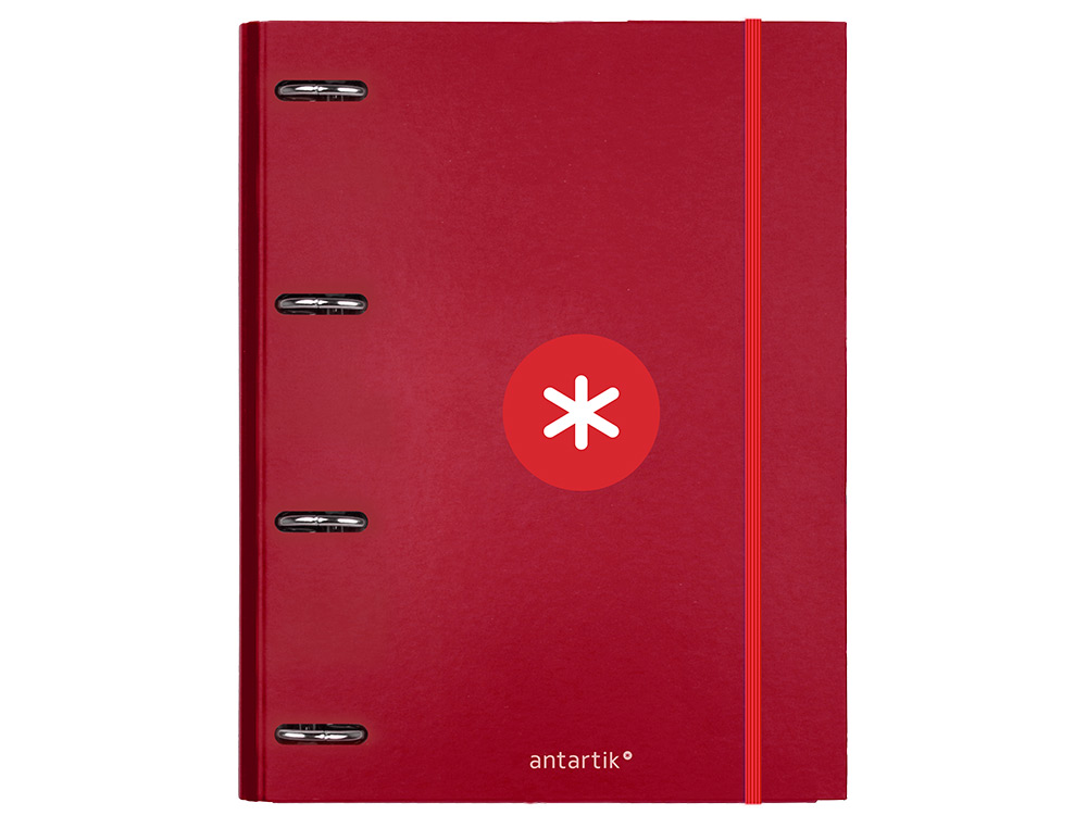 CARPETA CON RECAMBIO ANTARTIK A4 CUADRO 5MM FORRADA 4 ANILLAS 25MM REDONDAS COLOR FRAMBUESA