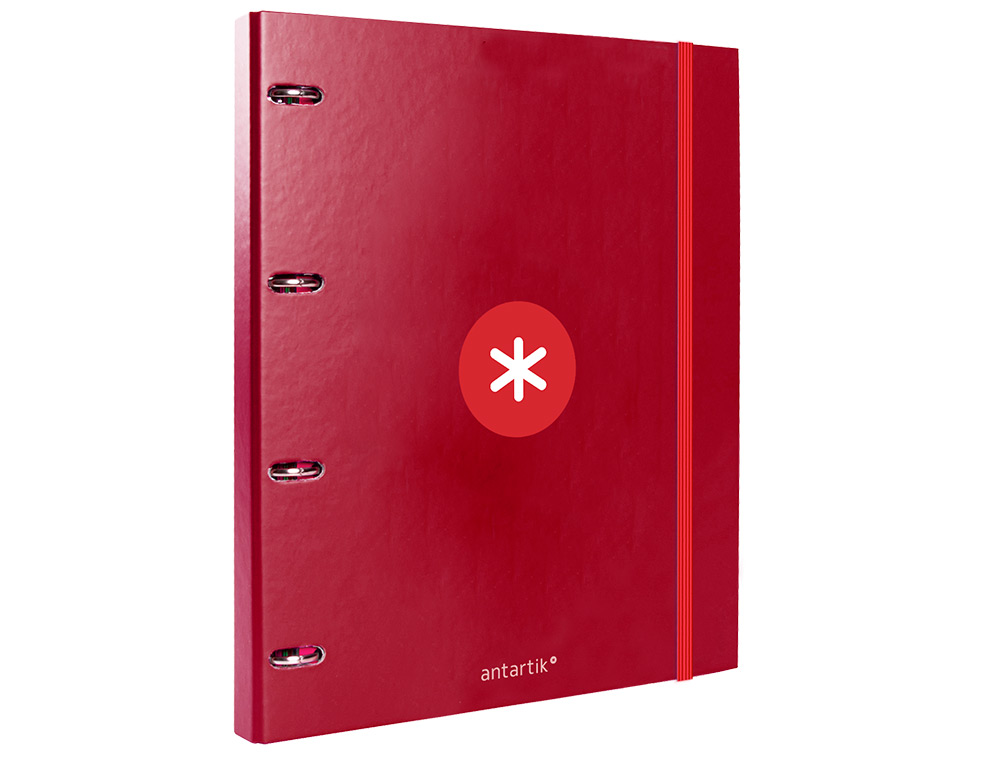 CARPETA CON RECAMBIO ANTARTIK A4 CUADRO 5MM FORRADA 4 ANILLAS 25MM REDONDAS COLOR FRAMBUESA