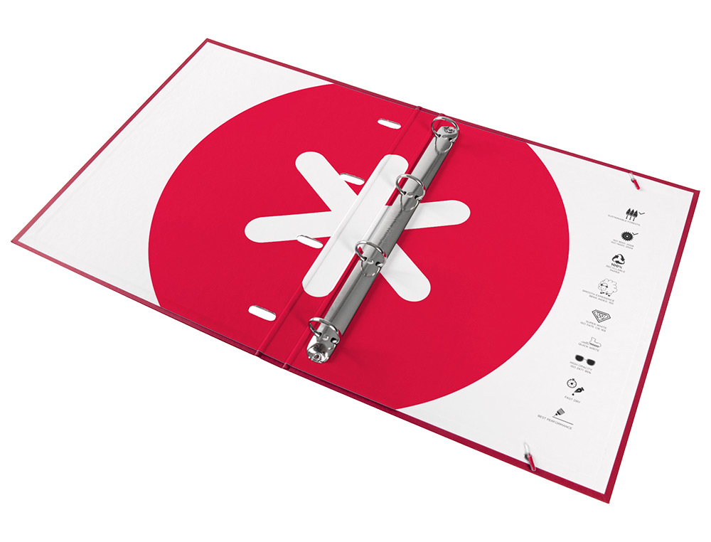 CARPETA CON RECAMBIO ANTARTIK A4 CUADRO 5MM FORRADA 4 ANILLAS 25MM REDONDAS COLOR FRAMBUESA