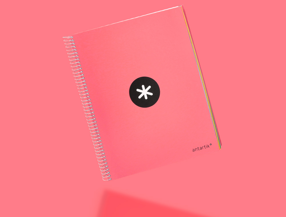 CUADERNO ESPIRAL A4 MICRO ANTARTIK TAPA FORRADA 120H 90 GR LISO 5 BANDAS 4 TALADROS COLOR CORAL