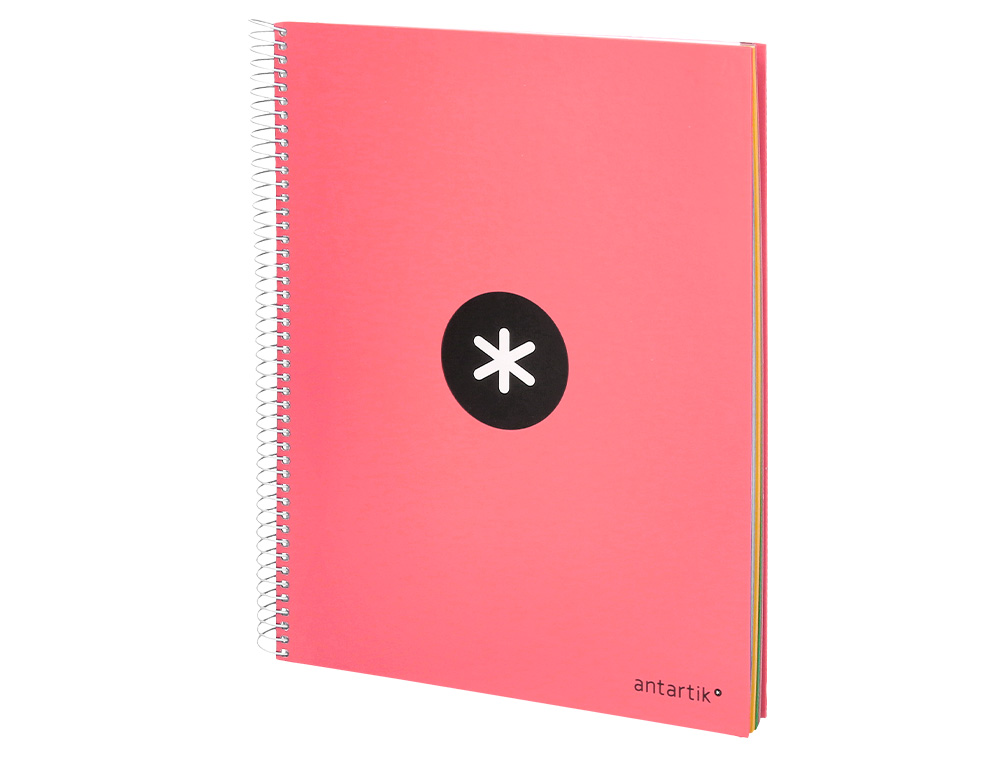 CUADERNO ESPIRAL A4 MICRO ANTARTIK TAPA FORRADA 120H 90 GR LISO 5 BANDAS 4 TALADROS COLOR CORAL
