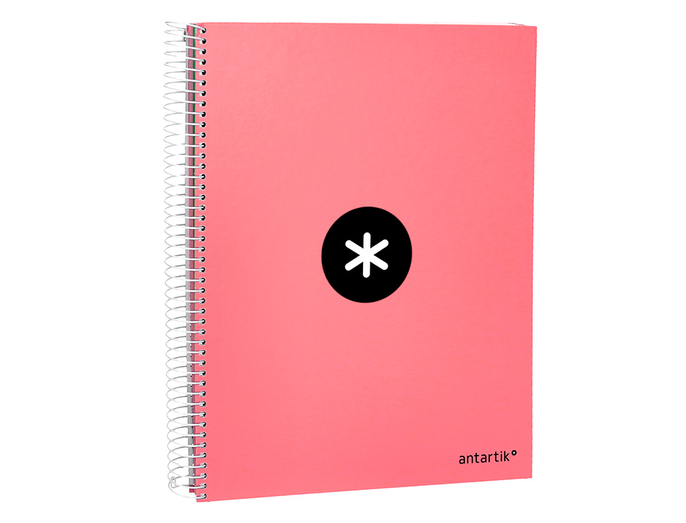CUADERNO ESPIRAL A4 MICRO ANTARTIK TAPA FORRADA 120H 90 GR LISO 5 BANDAS 4 TALADROS COLOR CORAL