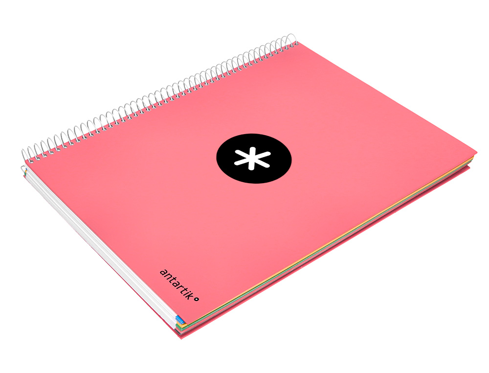 CUADERNO ESPIRAL A4 MICRO ANTARTIK TAPA FORRADA 120H 90 GR LISO 5 BANDAS 4 TALADROS COLOR CORAL