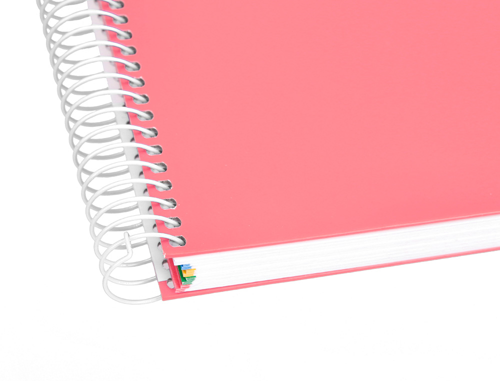 CUADERNO ESPIRAL A4 MICRO ANTARTIK TAPA FORRADA 120H 90 GR LISO 5 BANDAS 4 TALADROS COLOR CORAL