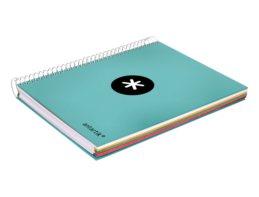 CUADERNO ESPIRAL A5 MICRO ANTARTIK TAPA FORRADA120H 100 GR HORIZONTAL 5 BANDA6 TALADROS COLOR MENTA